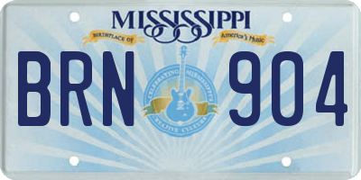 MS license plate BRN904