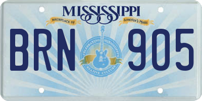 MS license plate BRN905