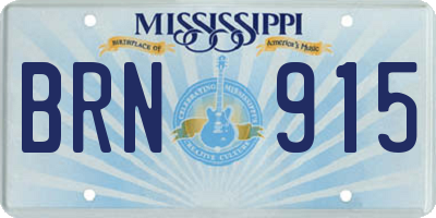 MS license plate BRN915