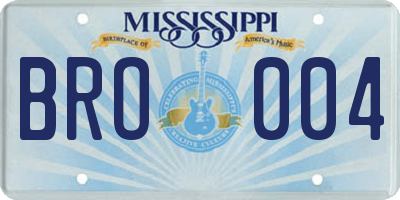 MS license plate BRO004