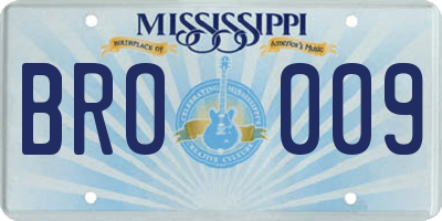 MS license plate BRO009
