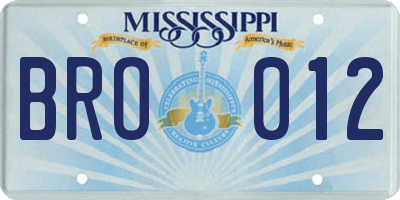MS license plate BRO012