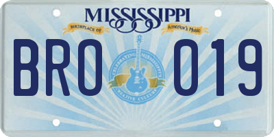 MS license plate BRO019