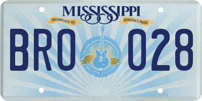 MS license plate BRO028