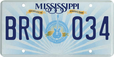 MS license plate BRO034