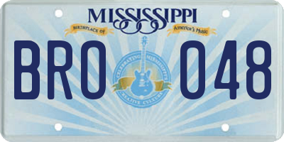 MS license plate BRO048
