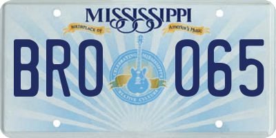 MS license plate BRO065