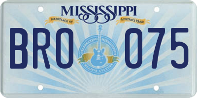 MS license plate BRO075