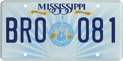 MS license plate BRO081
