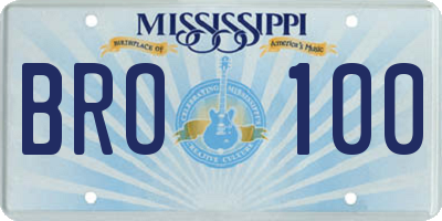 MS license plate BRO100