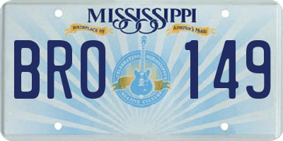 MS license plate BRO149