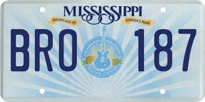 MS license plate BRO187