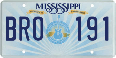 MS license plate BRO191