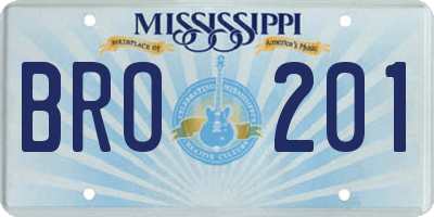 MS license plate BRO201