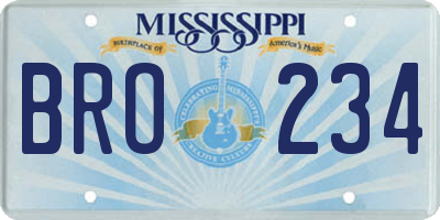 MS license plate BRO234