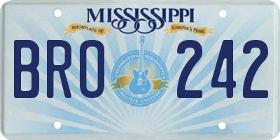 MS license plate BRO242