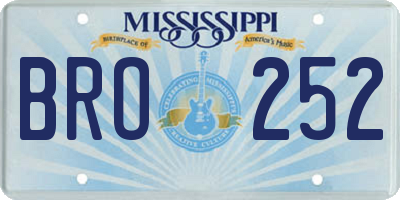 MS license plate BRO252