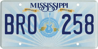 MS license plate BRO258