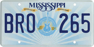 MS license plate BRO265