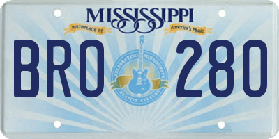 MS license plate BRO280
