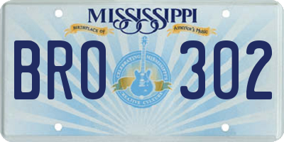 MS license plate BRO302