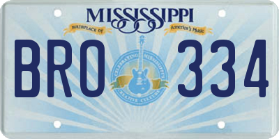 MS license plate BRO334
