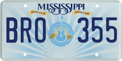 MS license plate BRO355