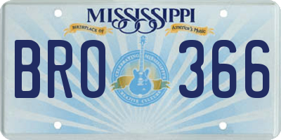 MS license plate BRO366