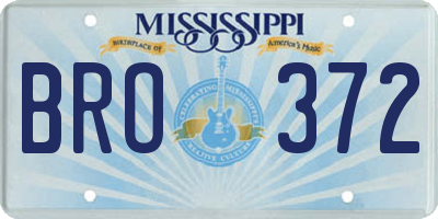 MS license plate BRO372