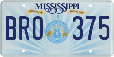 MS license plate BRO375