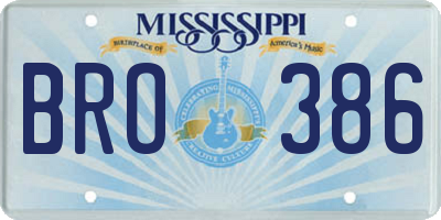 MS license plate BRO386