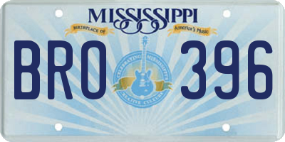 MS license plate BRO396