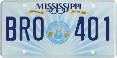 MS license plate BRO401