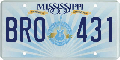 MS license plate BRO431