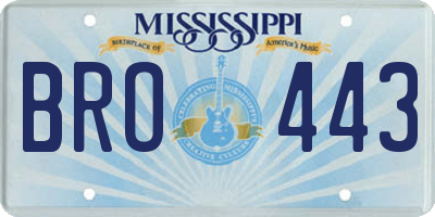 MS license plate BRO443