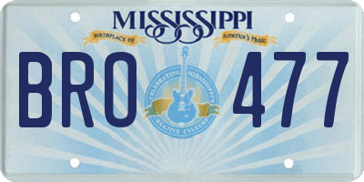 MS license plate BRO477