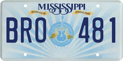 MS license plate BRO481