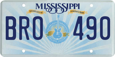 MS license plate BRO490
