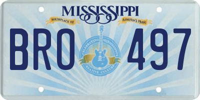 MS license plate BRO497