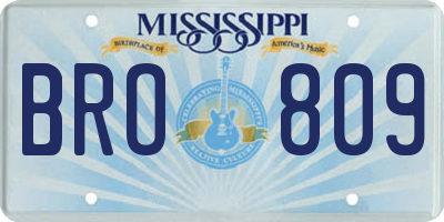 MS license plate BRO809