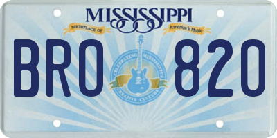 MS license plate BRO820