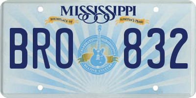 MS license plate BRO832