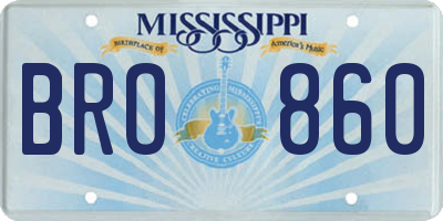 MS license plate BRO860