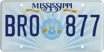 MS license plate BRO877