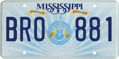 MS license plate BRO881