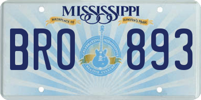 MS license plate BRO893