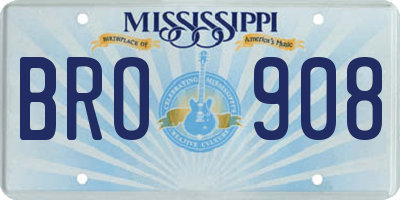 MS license plate BRO908