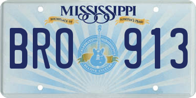 MS license plate BRO913