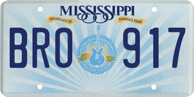 MS license plate BRO917