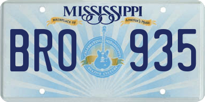MS license plate BRO935